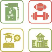 estudiar herramientas y deporte facultad icono vector