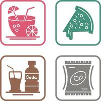 Pizza Slice and Coconut Drink Icon vector