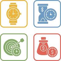 Wrist Watch and Time is Money Icon vector