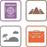 pasaporte y montaña icono vector