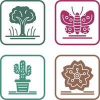 árbol y mariposa icono vector