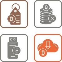 no aceptado y bitcoin etiqueta etiqueta icono vector