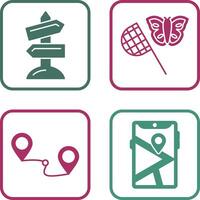 Butterfly Catcher and Road Sign Icon vector