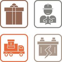 Gift Box and Worker Icon vector