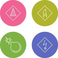 under construction and flammable material Icon vector