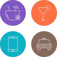 coconut drink and cocktail drink Icon vector