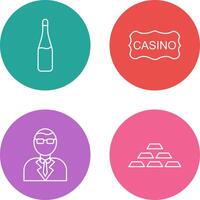 champgane bottle and casino sign Icon vector