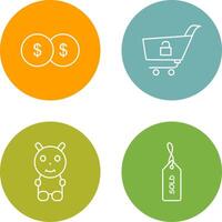 coins and unlock cart Icon vector