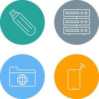 usb drive and server Icon vector