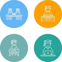 Combined Study and Studying on Desk Icon vector