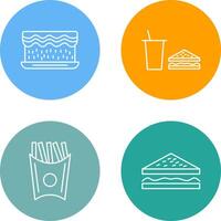 cream cake and lunch bistro Icon vector