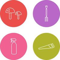 Mushrooms and Gardening Fork Icon vector