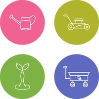 Watering tool and Lawn Mower Icon vector