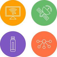 Disconnected Network and Satellite Icon vector