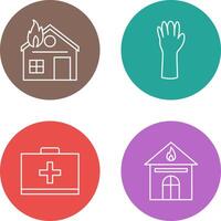 house on fire and gloves Icon vector