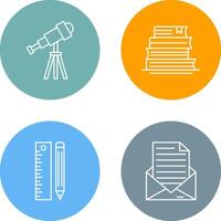 Telescope and BooksSnack and Money Icon vector