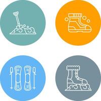 Shovel and Ski Boots Icon vector