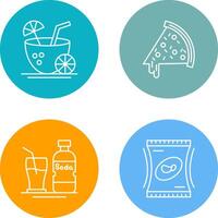 Pizza Slice and Coconut Drink Icon vector