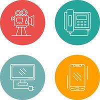 Movie camera and Telephone Icon vector