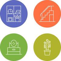 Bookshelf and Stairs Icon vector