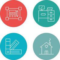 Blueprint and Desk Icon vector