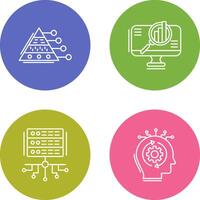 Pyramid Graph and Search Icon vector