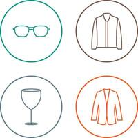 lentes y chaqueta icono vector