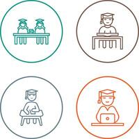 Combined Study and Studying on Desk Icon vector