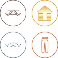 Picnic of Table and Wood Cabin Icon vector