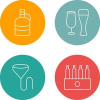 moon shine and beer glasses Icon vector