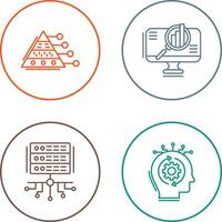 Pyramid Graph and Search Icon vector