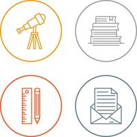 Telescope and BooksSnack and Money Icon vector