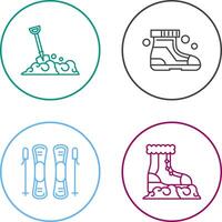 Shovel and Ski Boots Icon vector