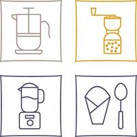 french press and coffee grinder Icon vector
