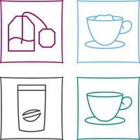 tea bag and creamy coffee Icon vector