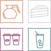 cake slice and coffee pot Icon vector