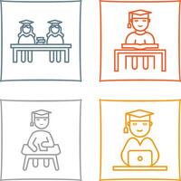 Combined Study and Studying on Desk Icon vector