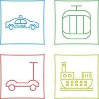 Police Car and Cable Car Icon vector