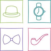 sombrero y reloj icono vector