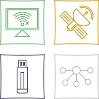 Disconnected Network and Satellite Icon vector