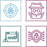 Bug Target and Hacker Icon vector