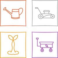 Watering tool and Lawn Mower Icon vector