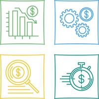 Chart Down and Settings Icon vector