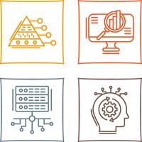 Pyramid Graph and Search Icon vector