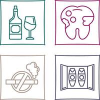 vino y caries icono vector