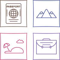 pasaporte y montaña icono vector