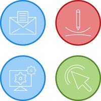 email documents and draw curve Icon vector