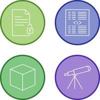 unlock document and piece of code Icon vector