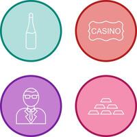 champán botella y casino firmar icono vector