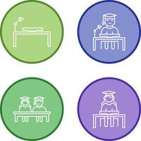 study desk and studying on desk Icon vector